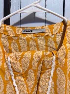 Khaadi Women’s Long Sleeve Yellow Printed Dress